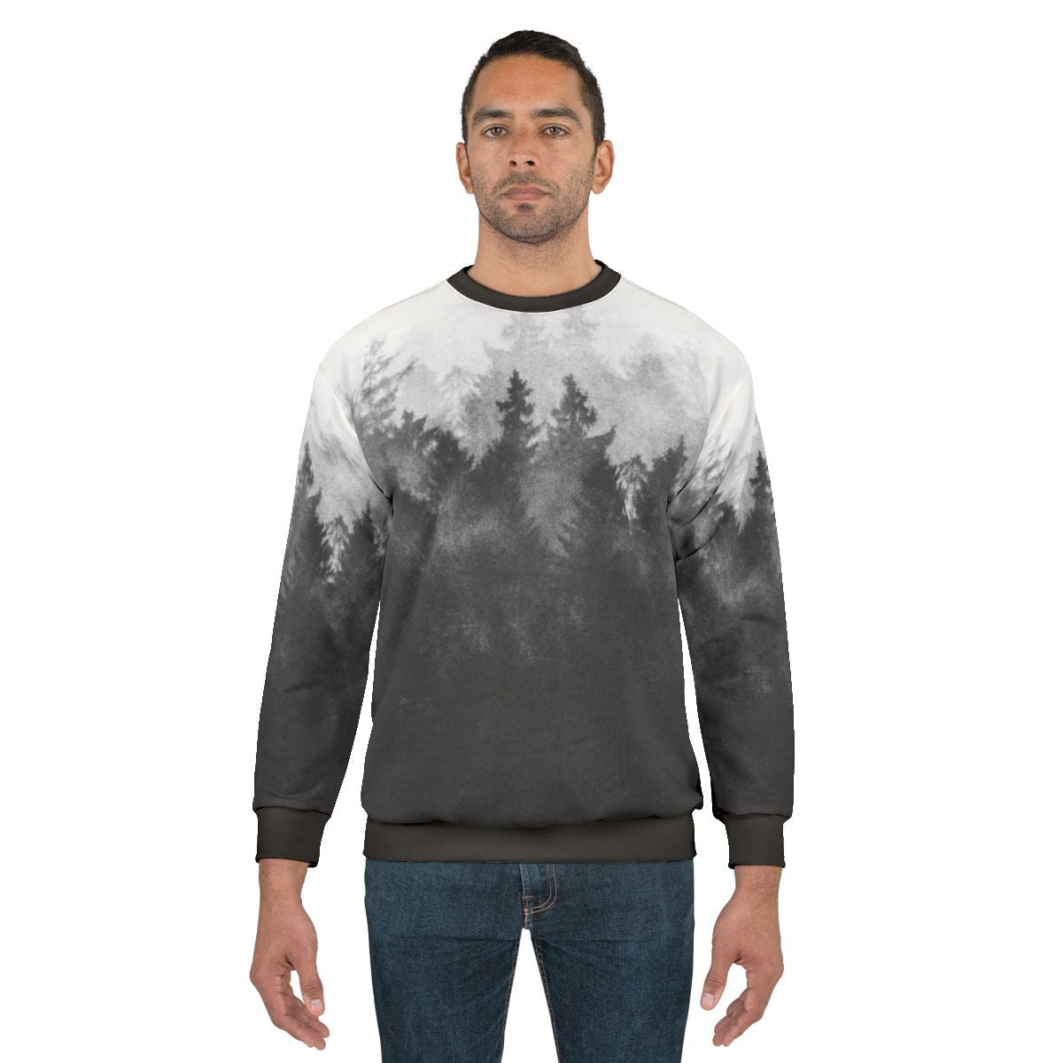 Midwinter blues cozy sweatshirt with vintage nature landscape