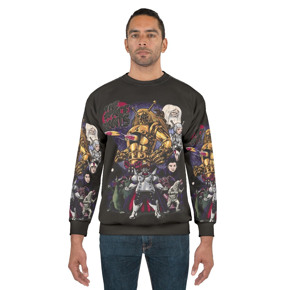 Retro space giants sci-fi sweatshirt with ambassador magma characters