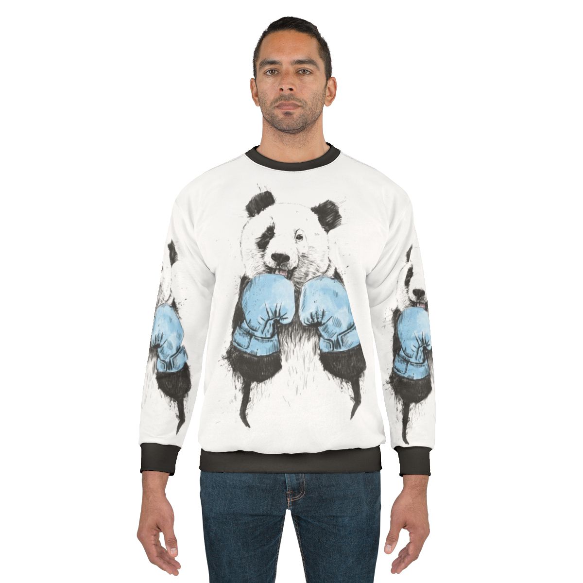 Panda boxer sweatshirt with funny animal fighter graphic