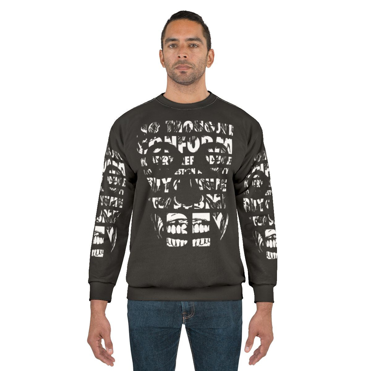 They Live horror movie inspired black and white graphic sweatshirt