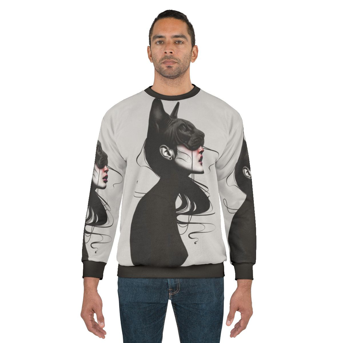 Black and white fashion portrait sweatshirt