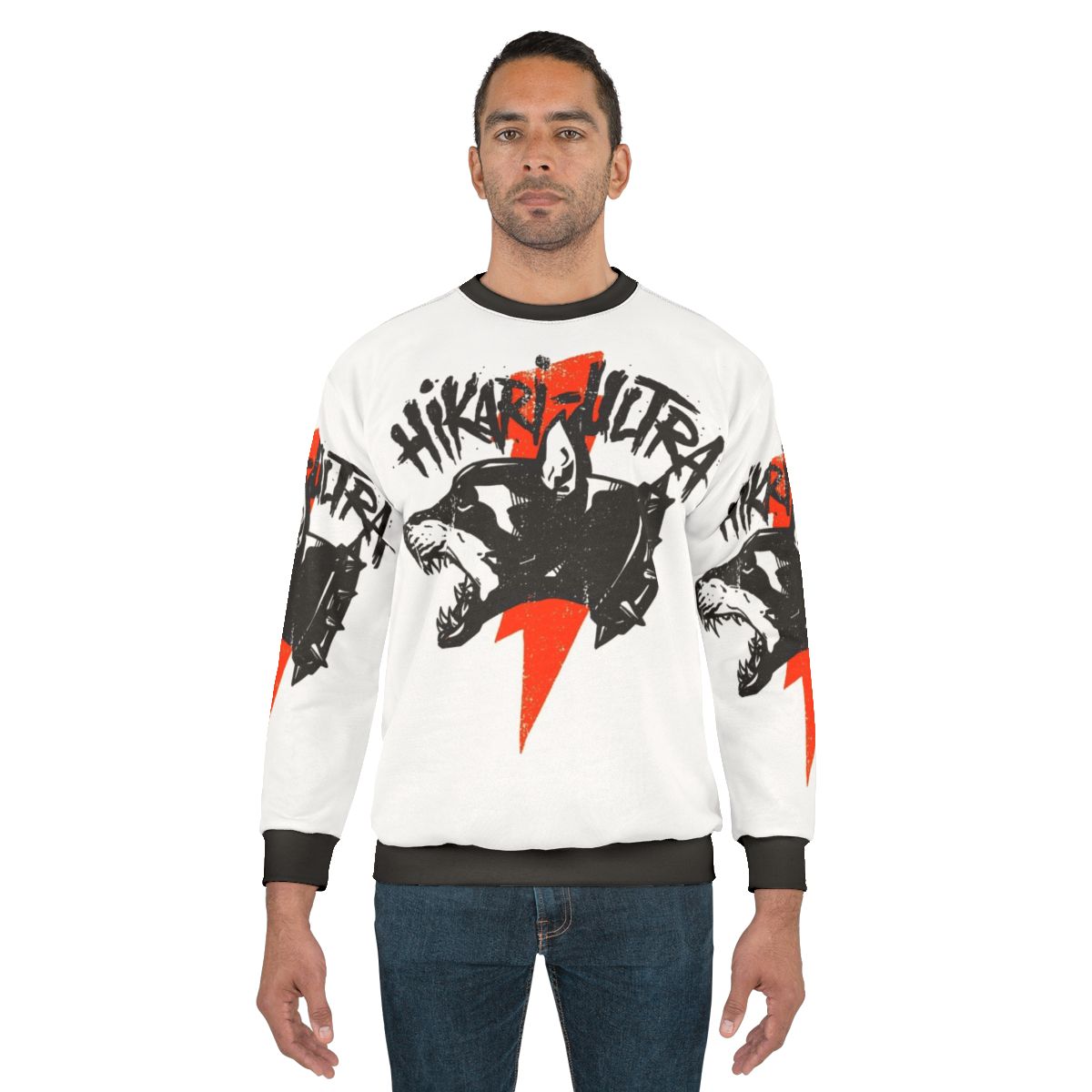 Vintage-inspired thunder dog red grunge sweatshirt