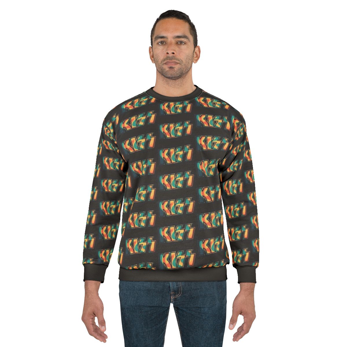 Tropical Tie Dye Kiss The Band Logo Dark Sweatshirt