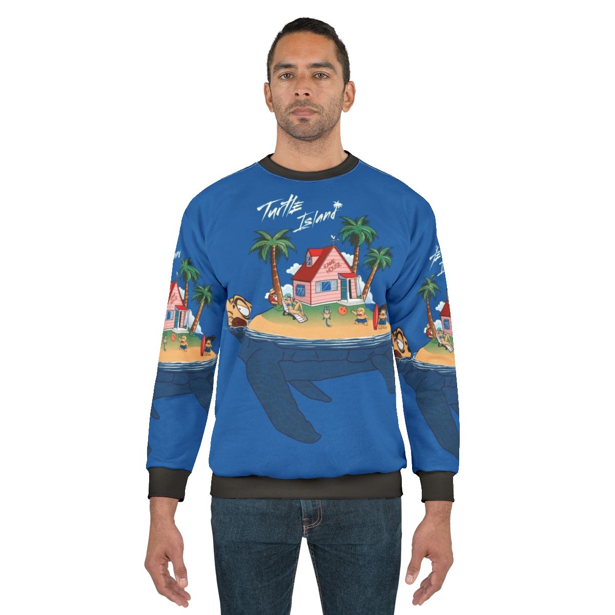 Turtle Island Sweatshirt - Anime & Manga Inspired Summer Beach Surf Design