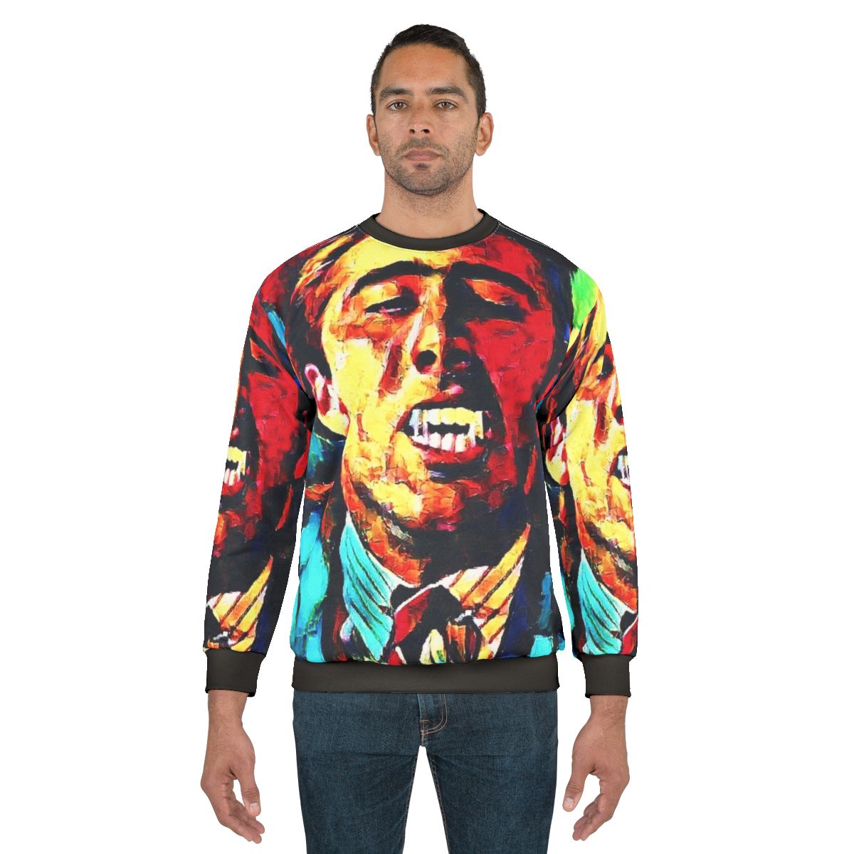 Vintage Vampire Kiss Sweatshirt with Spooky Halloween Horror Graphic