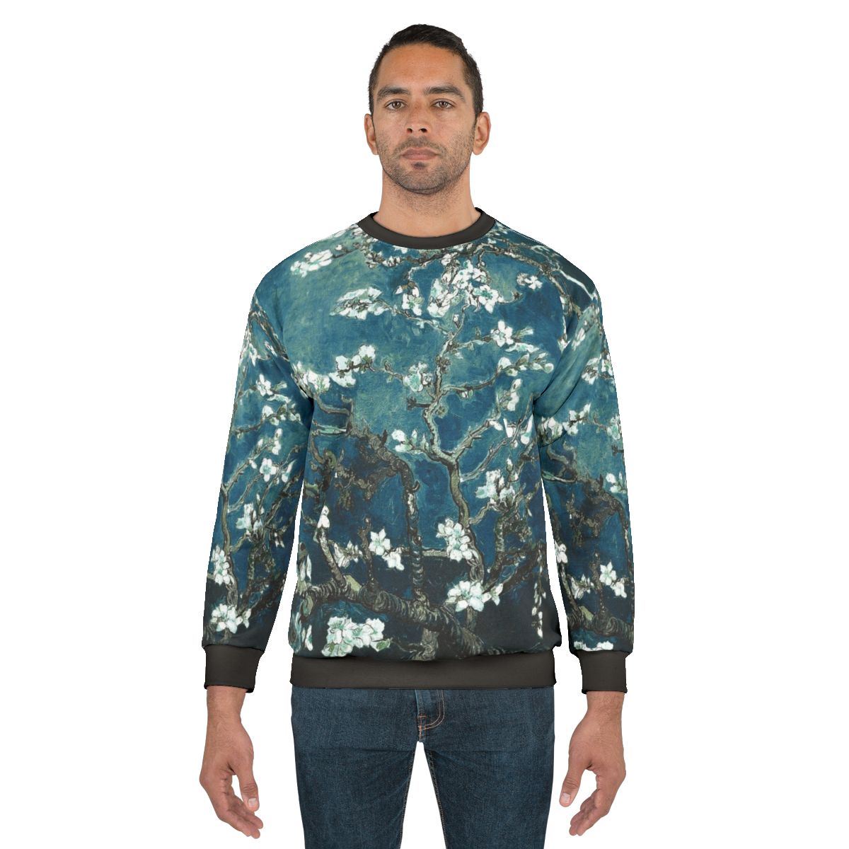 Teal Van Gogh Almond Blossoms Impressionist Floral Sweatshirt