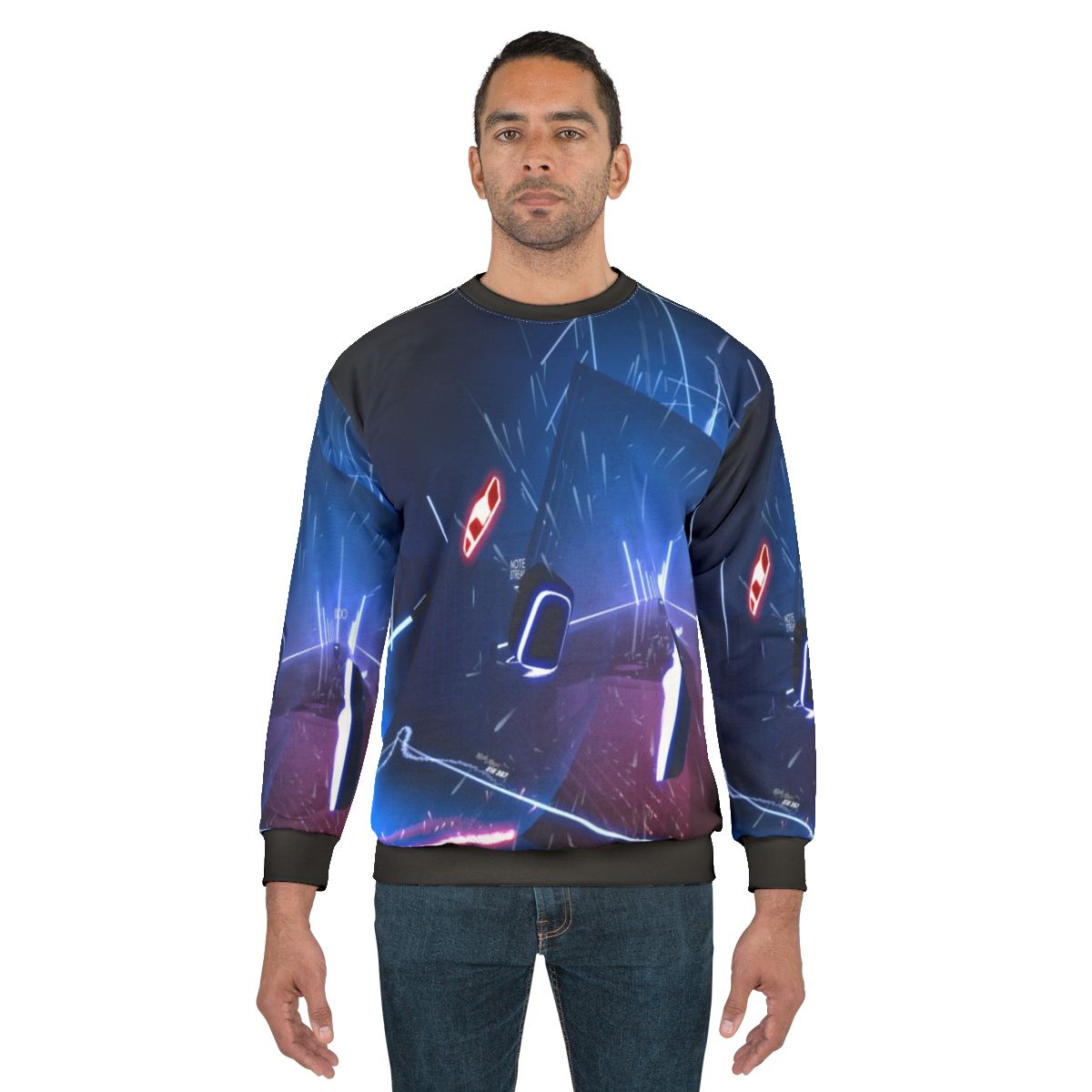 Virtual world sweatshirt with gaming and dance design