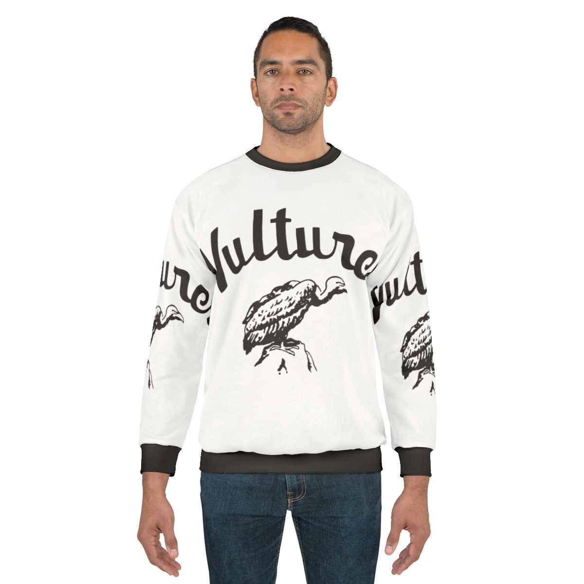 Blondie's Vultures graphic printed on a grey sweatshirt
