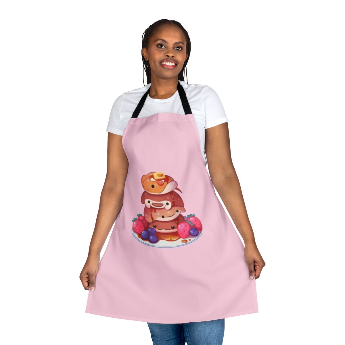 Fluffy sea pancake-patterned apron featuring a cute cownose ray design