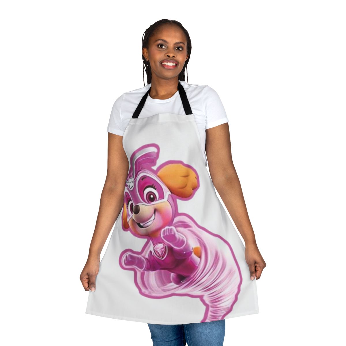 A colorful apron featuring the Paw Patrol mascot Skye, perfect for dog lovers and Paw Patrol enthusiasts.