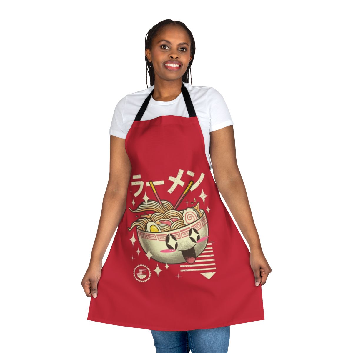 Charming kawaii ramen-themed apron for the kitchen