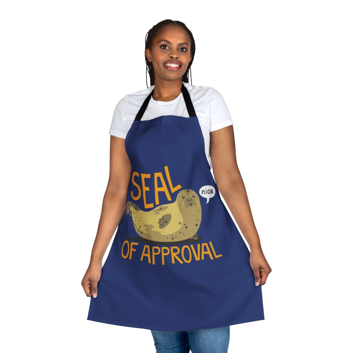 Illustration of a seal printed on a high-quality apron