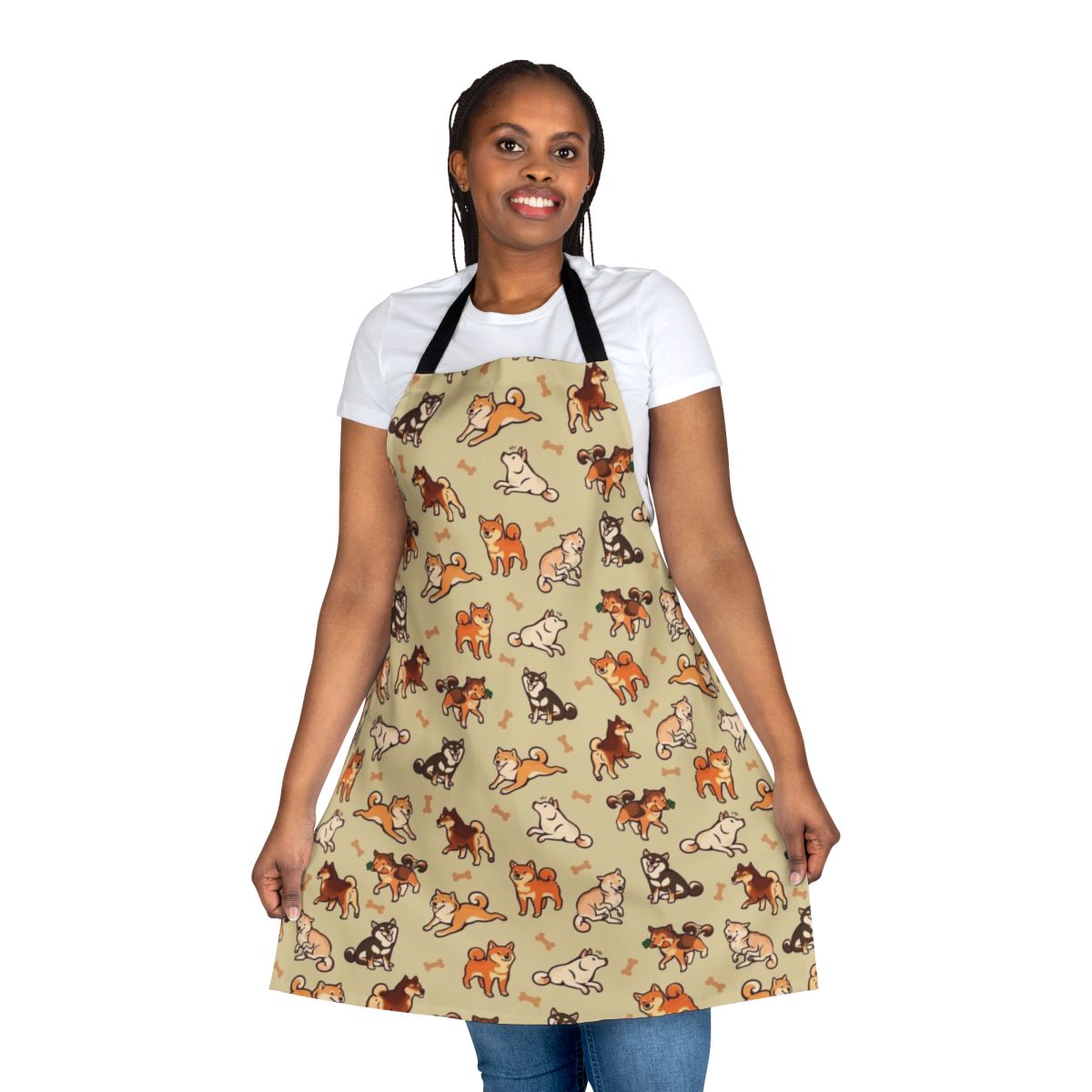 Shiba Inu breed dog print on a yellow apron