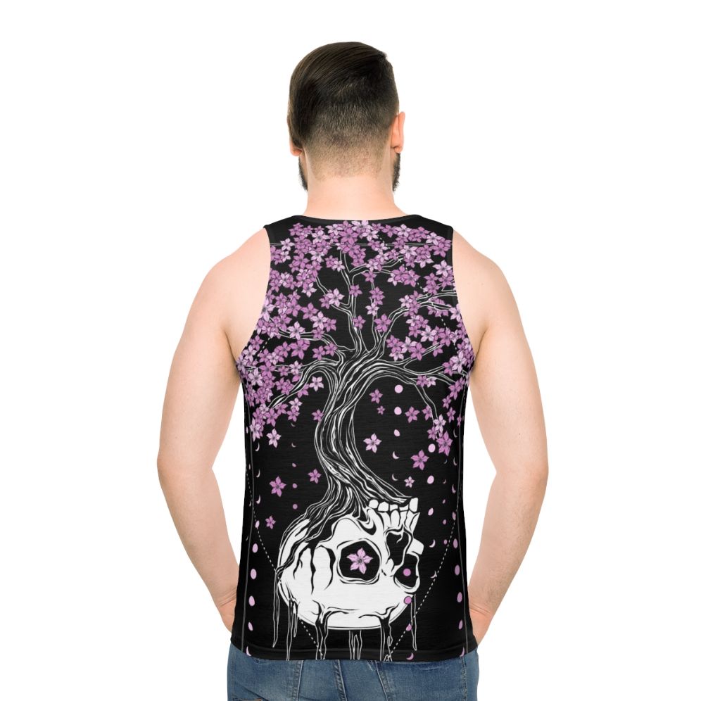 Afterlife unisex gothic skull and floral tank top