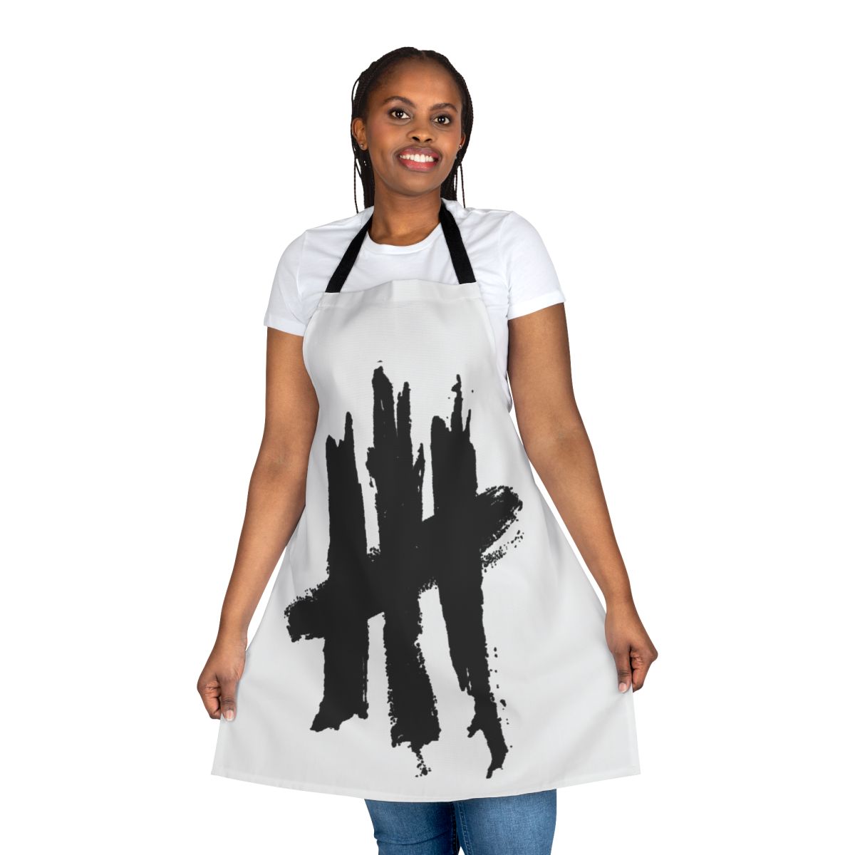 Alternative rock band-inspired black and white apron featuring the New Politics logo