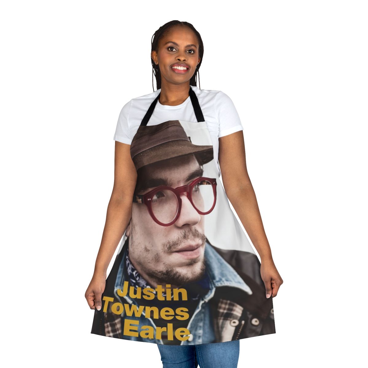 American-themed world music apron featuring the name and artwork inspired by singer-songwriter Justin Townes Earle