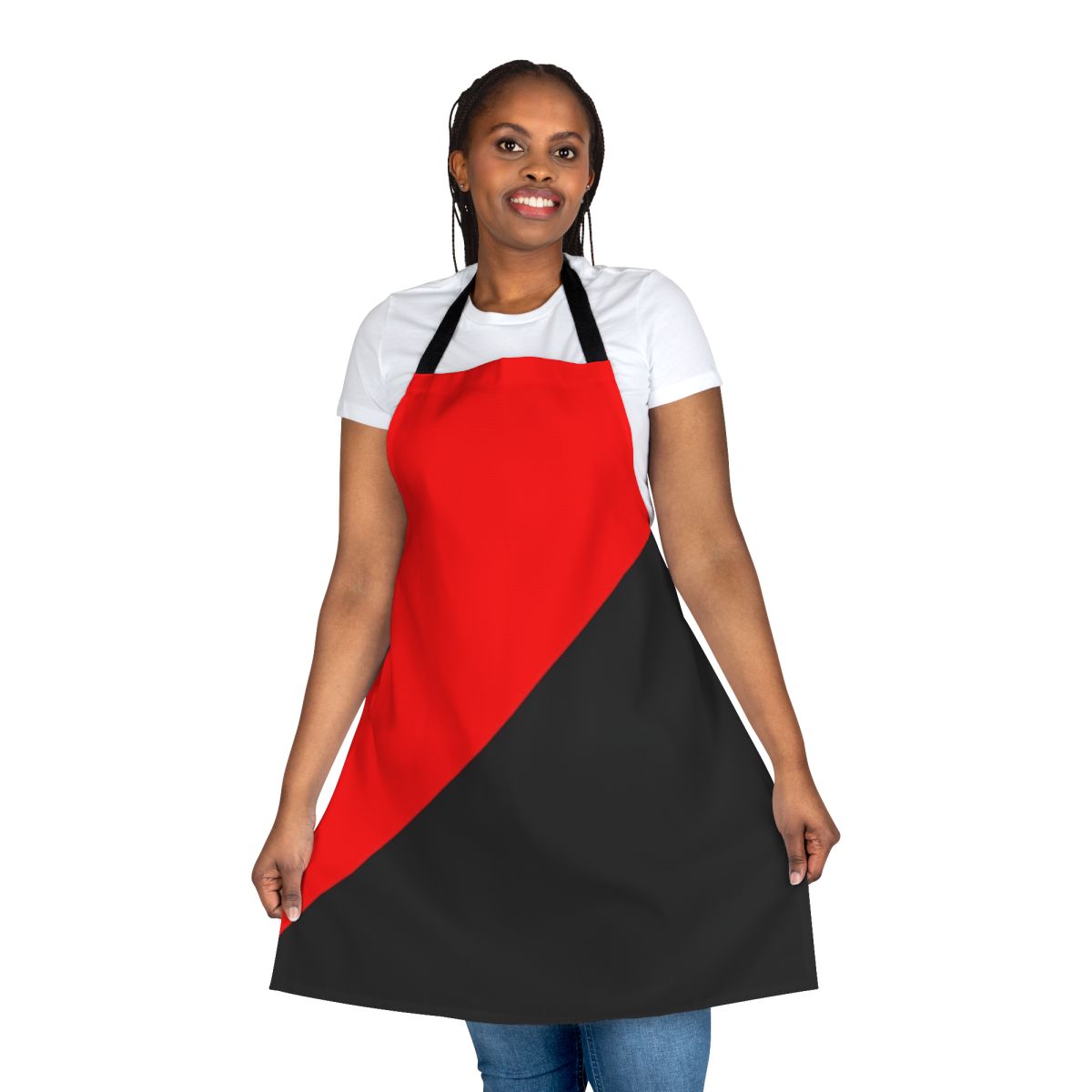 Anarcho Communism Inspired Apron with Simple Red and Black Diagonal Flag Design