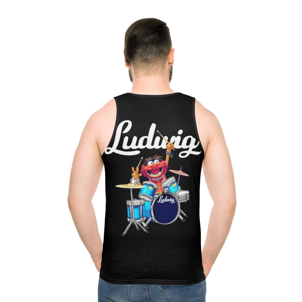 Animal playing Ludwig drums on a The Muppet Show unisex tank top