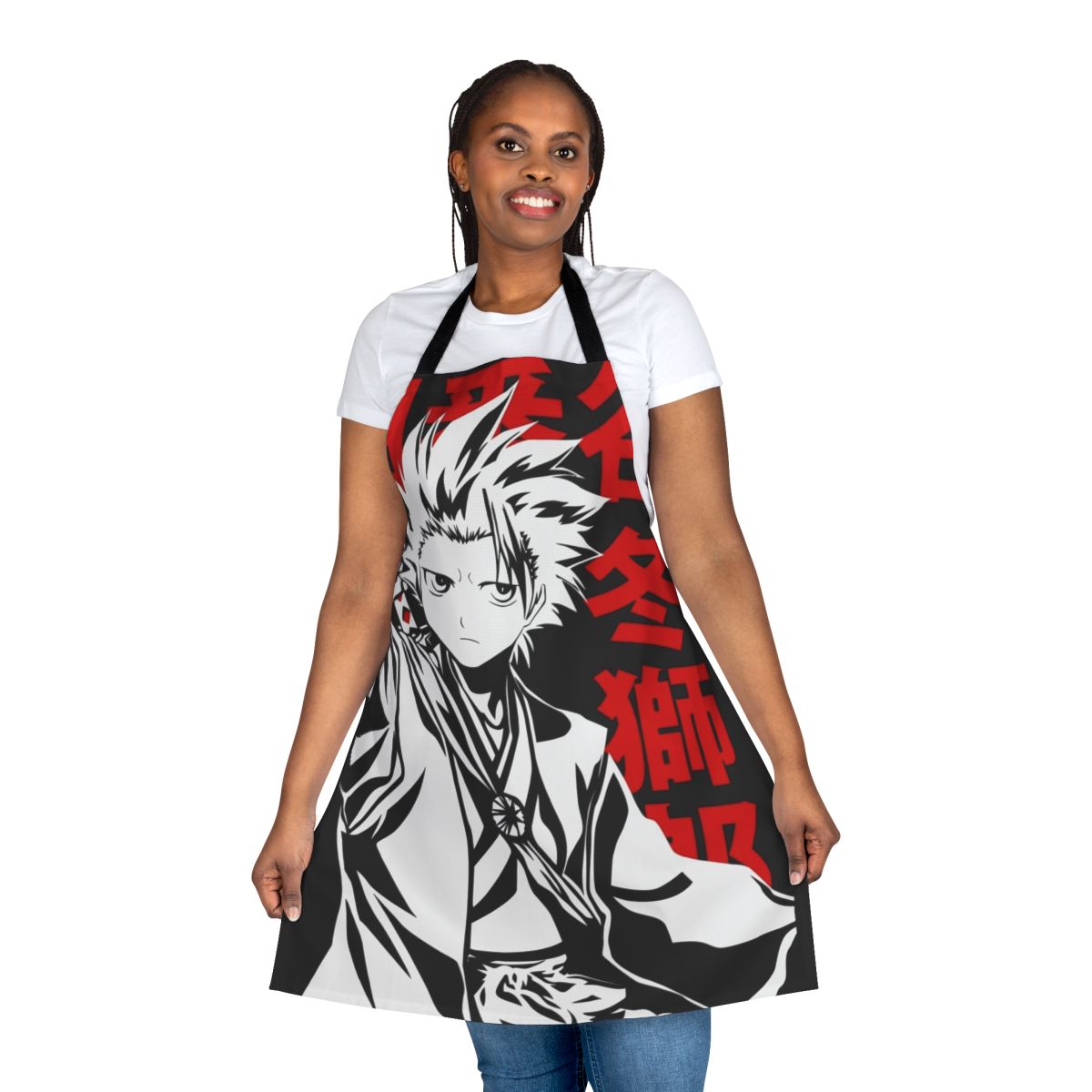 Anime apron with an illustration of Toshiro Hitsugaya, the 10th Division Captain from the Bleach series.