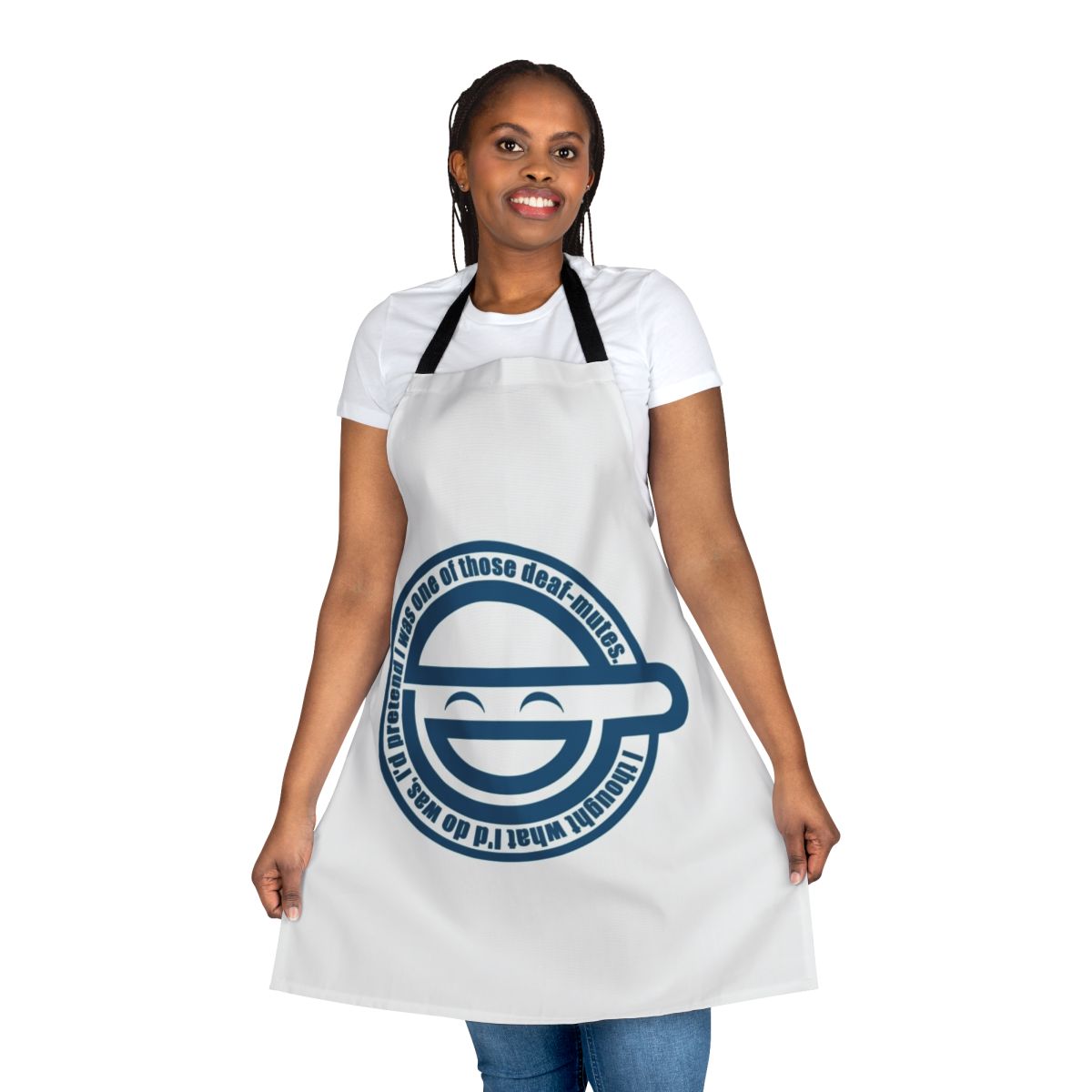 Laughing Man Apron featuring a character from the popular anime and manga series Ghost in the Shell