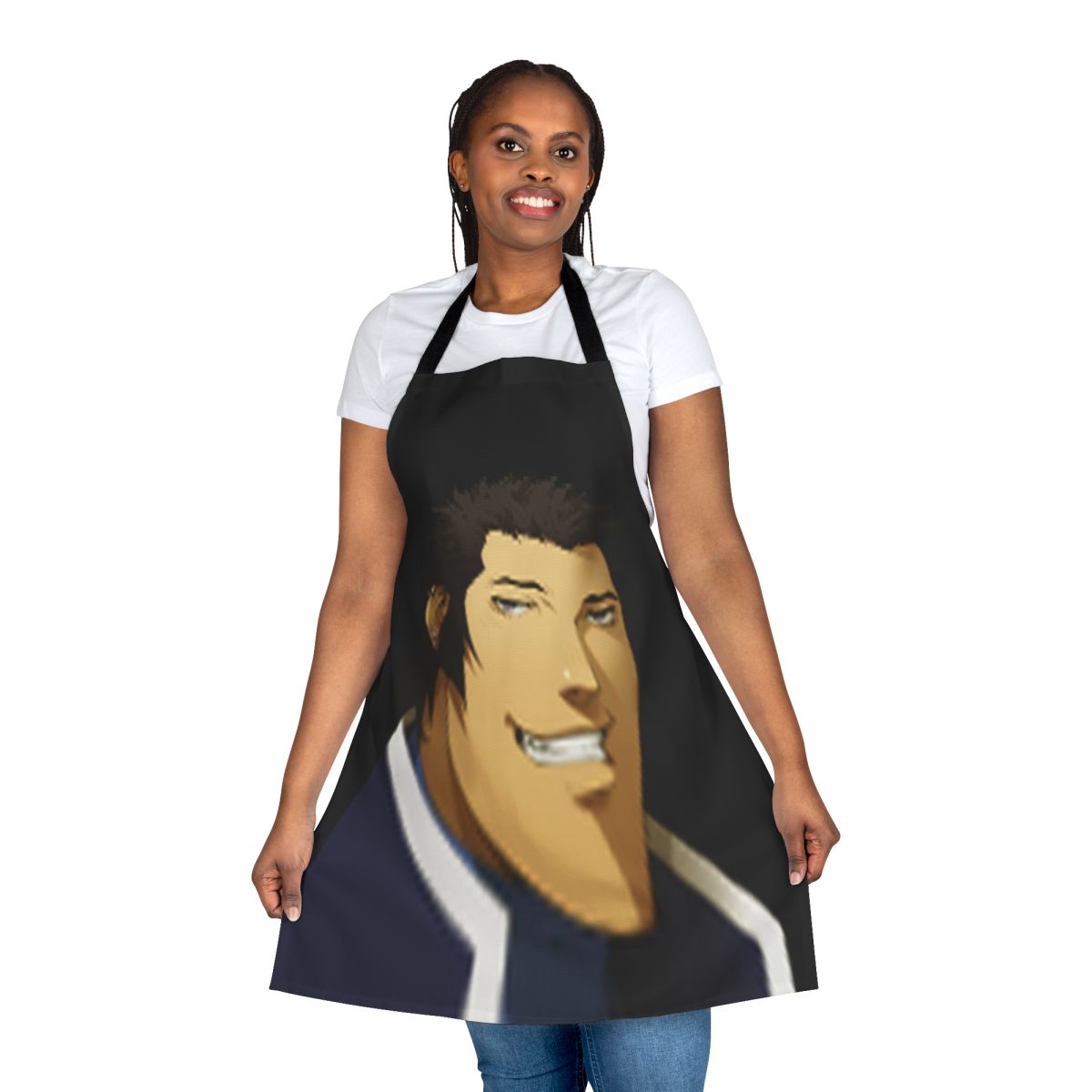 Anime inspired video game apron featuring the character Walter from the Shin Megami Tensei series.