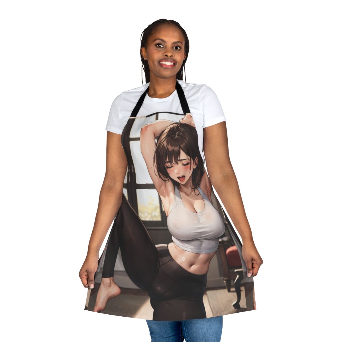 Illustration of an anime-style girl wearing a yoga apron