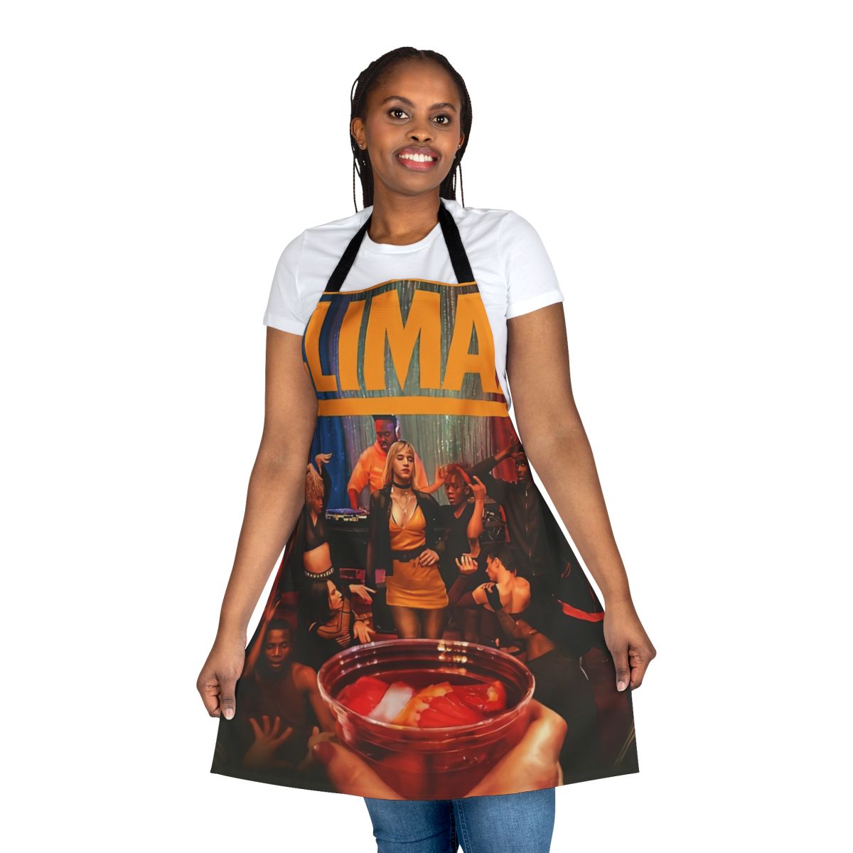 Artistically designed apron inspired by French cinema