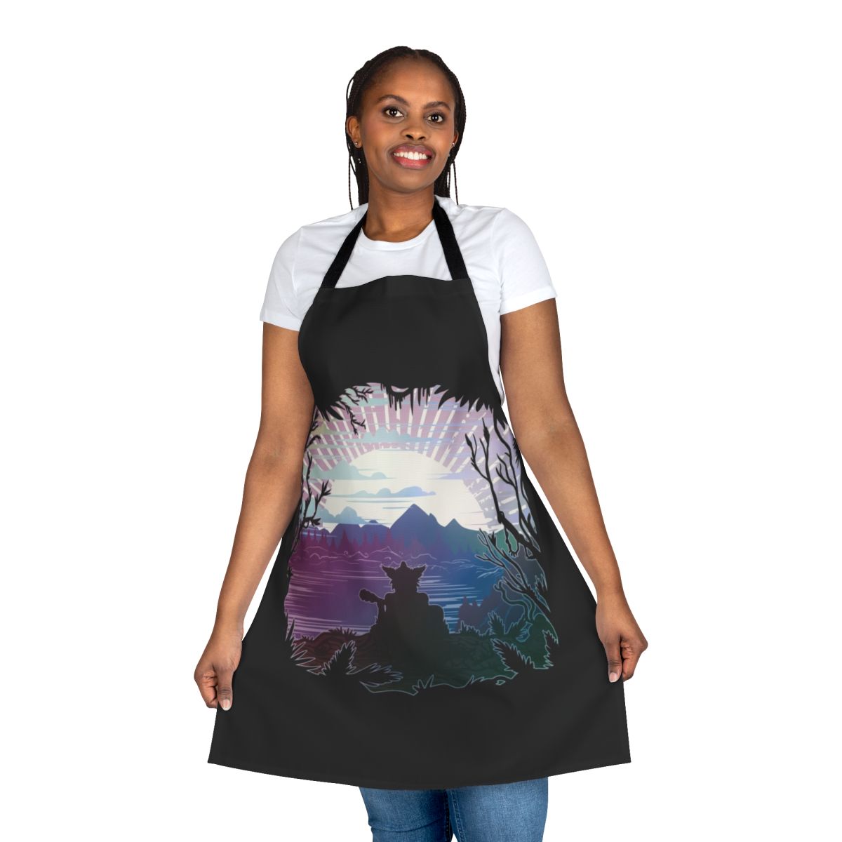 Colorful furry music anthology-inspired apron