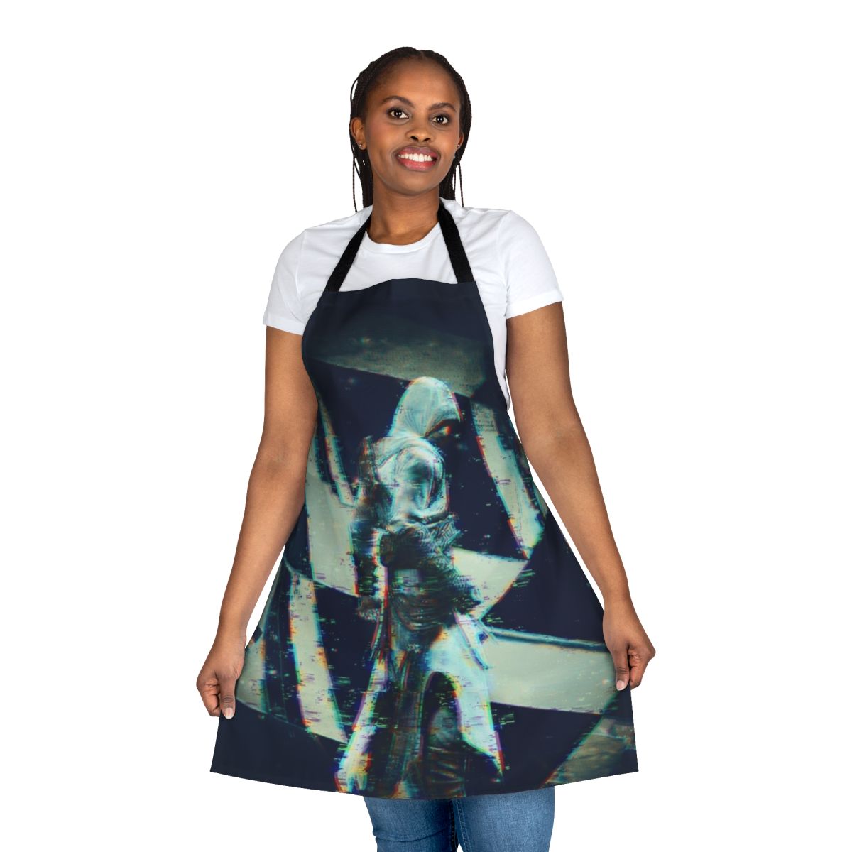 Assassin-Inspired Glitch Apron for Gamers and Anime Fans