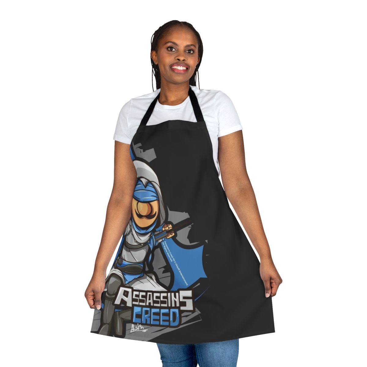 Assassins Creed fan art apron with Basim Ibnu Ishaq character design