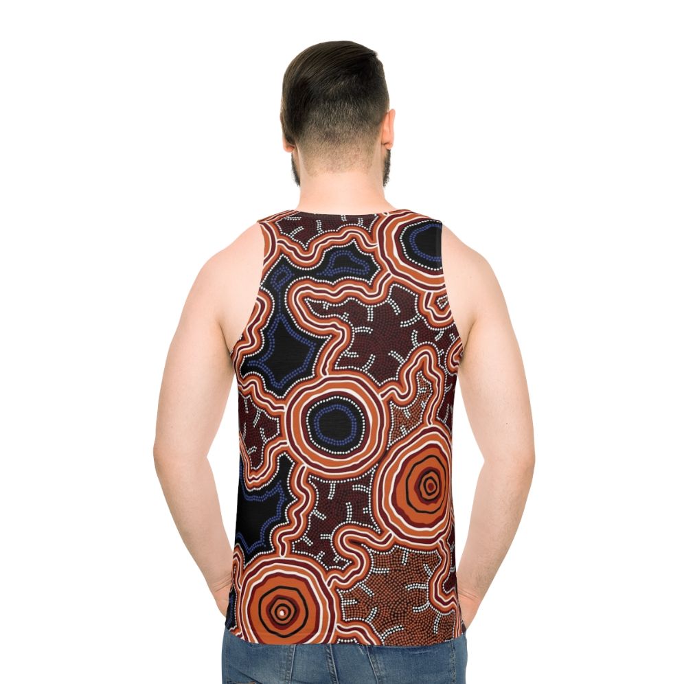 Authentic Aboriginal Art Unisex Tank Top with Pathway to Water Design