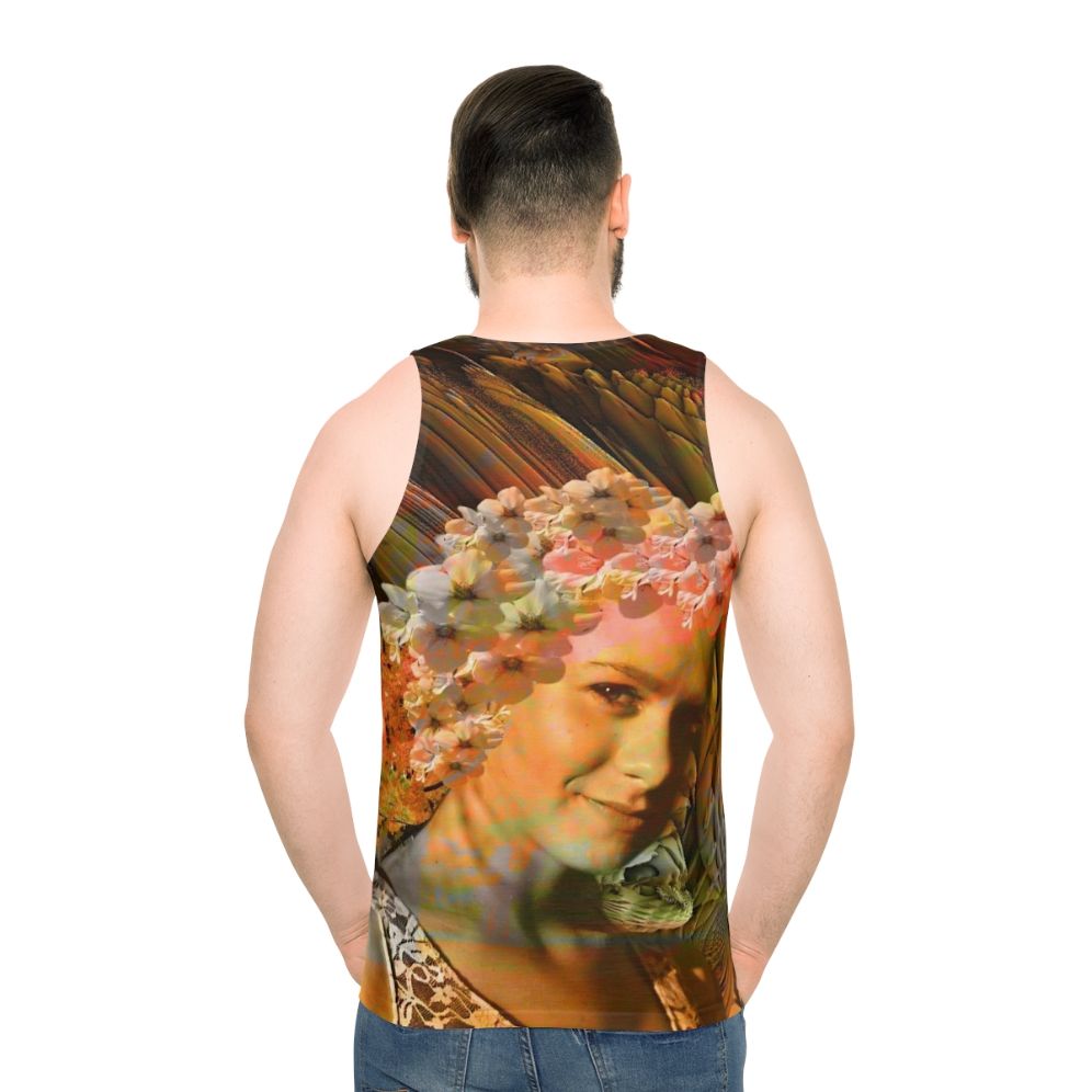 Autumn unisex tank top with abstract floral pattern
