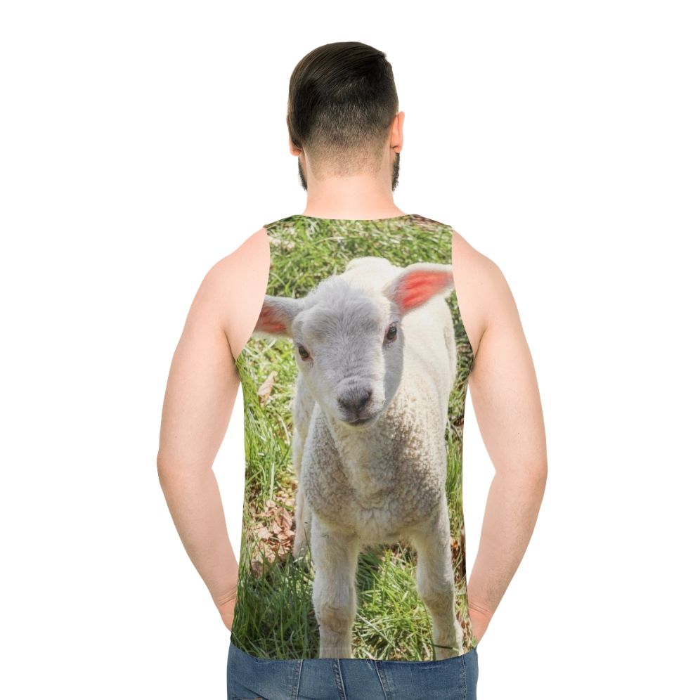 Cute baby lamb wearing a unisex tank top