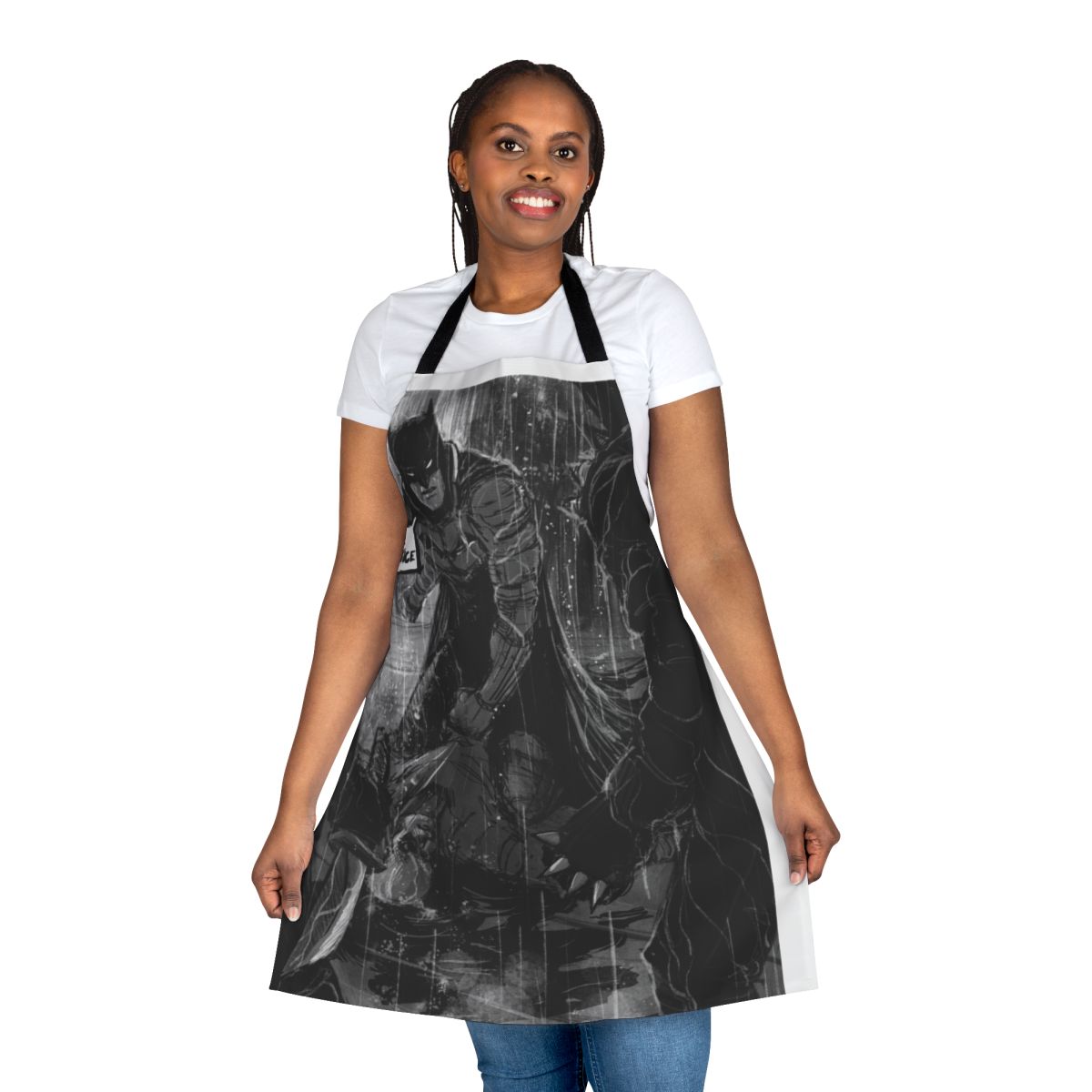 Bat-Inspired Superhero Apron with Comic Book Art Design