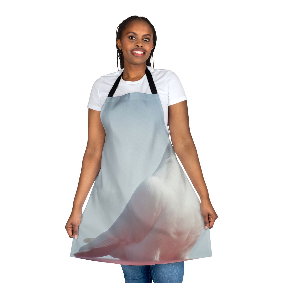 White dove bird on elegant apron for nature and animal enthusiasts