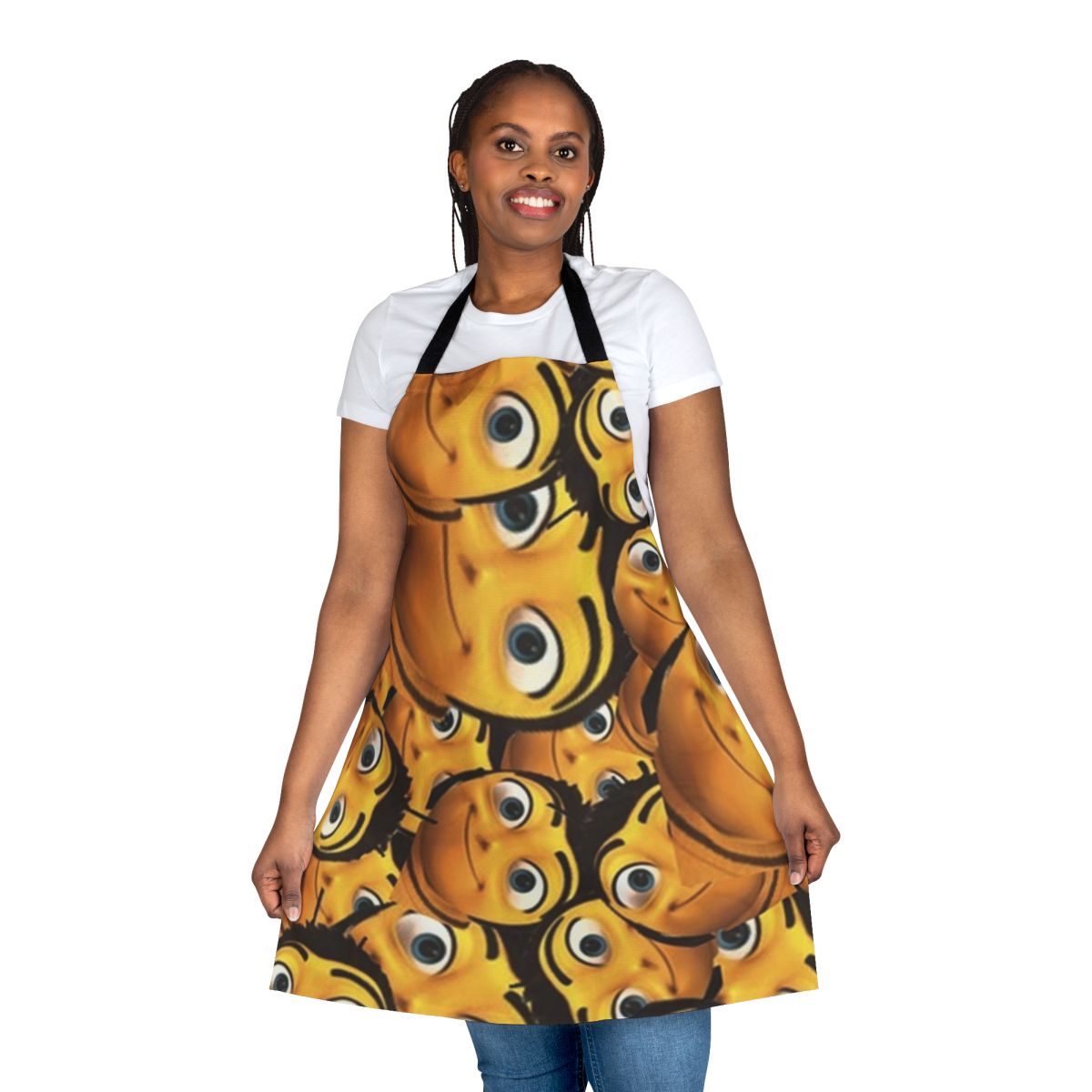 Apron featuring a design inspired by the character Barry Benson from the Bee Movie film