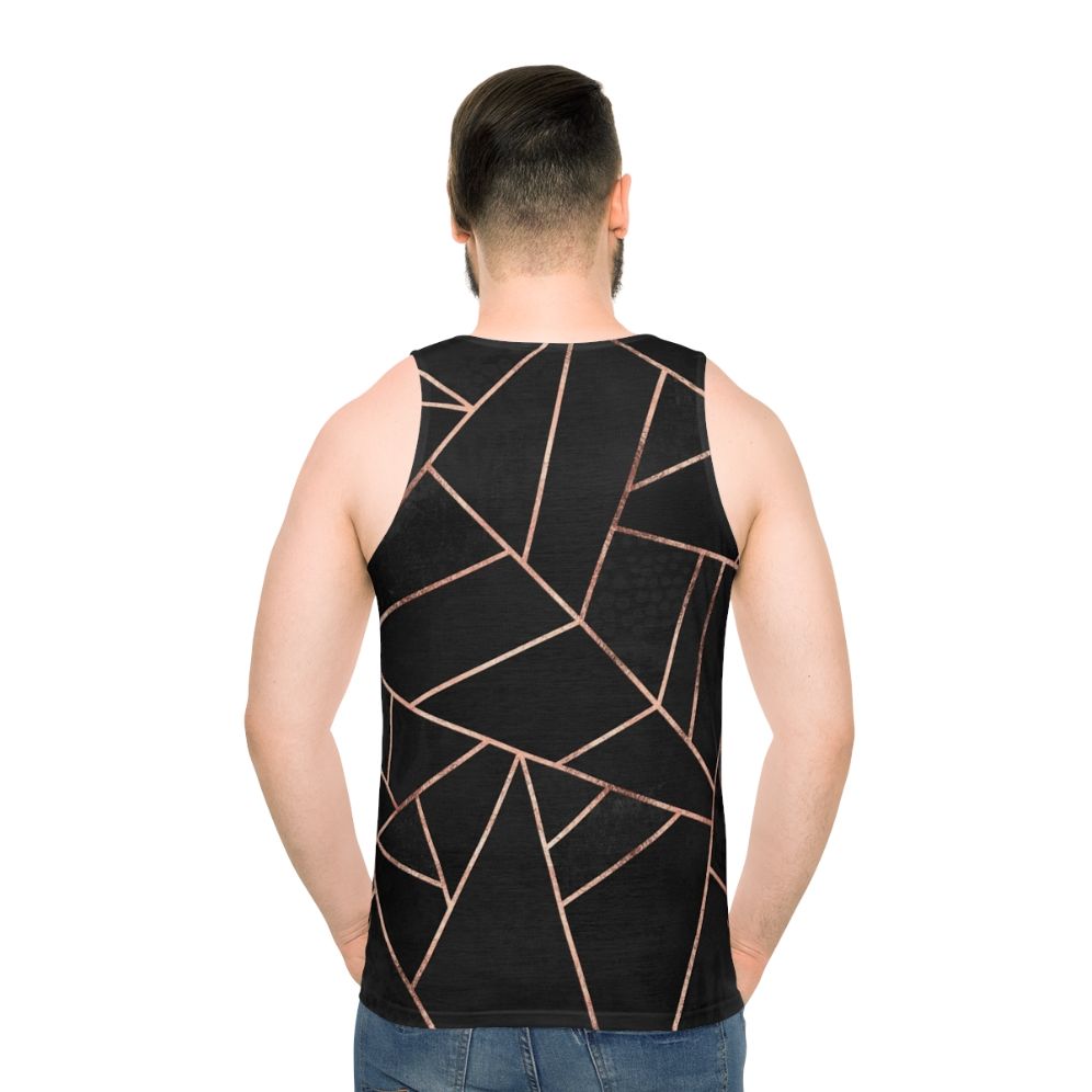 Black and rose gold geometric pattern unisex tank top