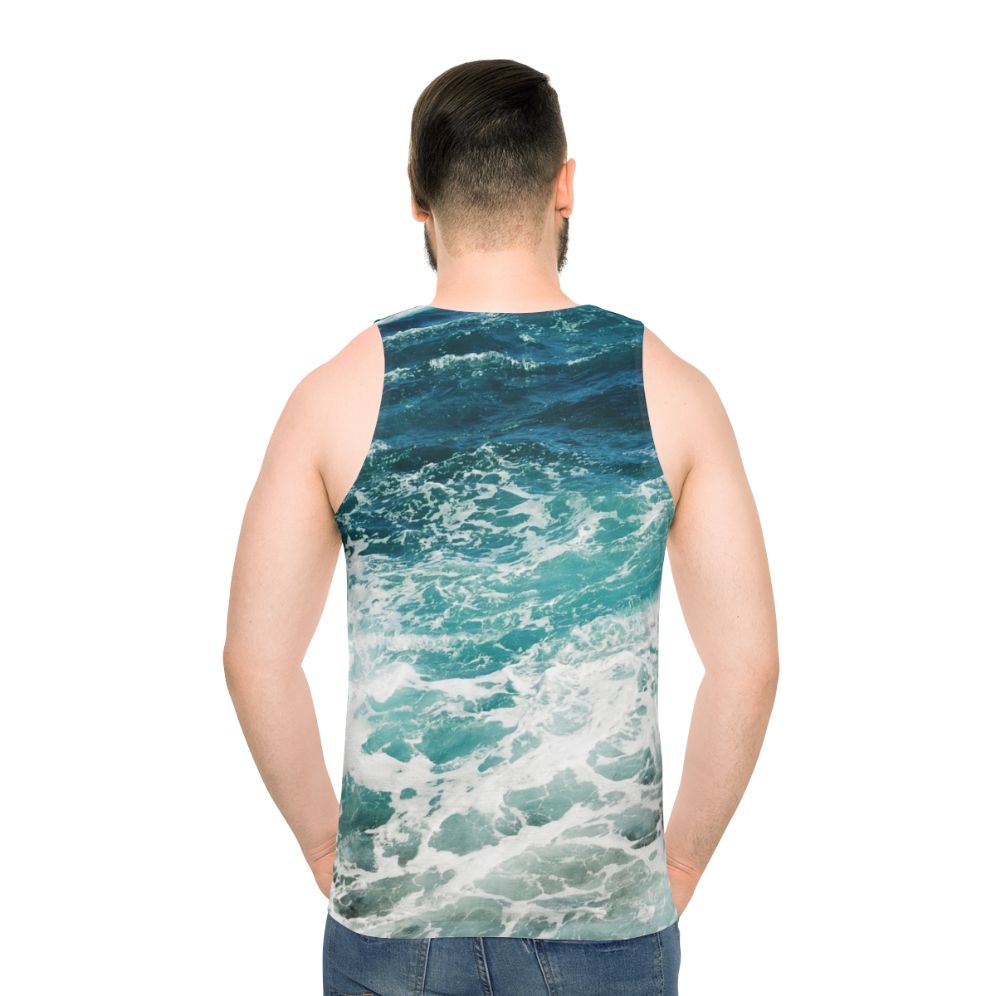 Blue ocean waves unisex tank top