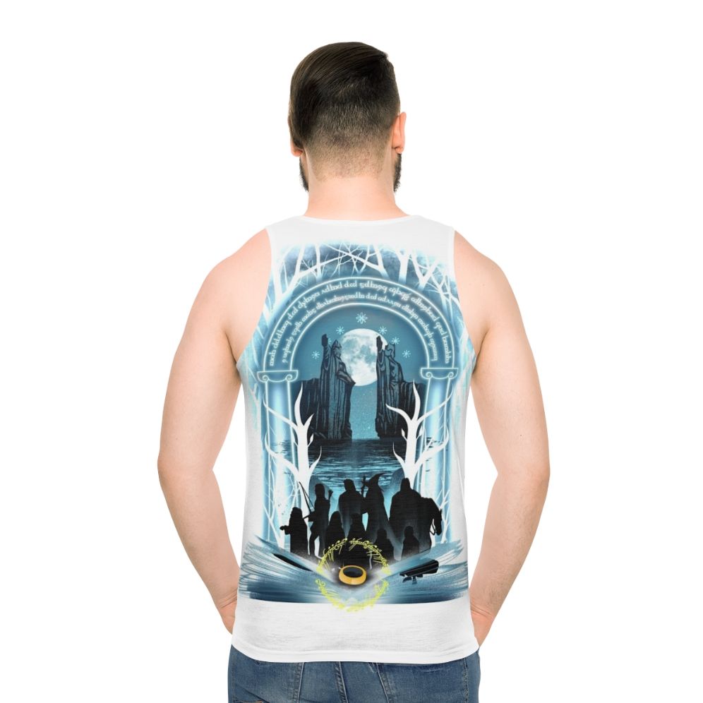 Unisex tank top with a book-themed graphic design for bookworms