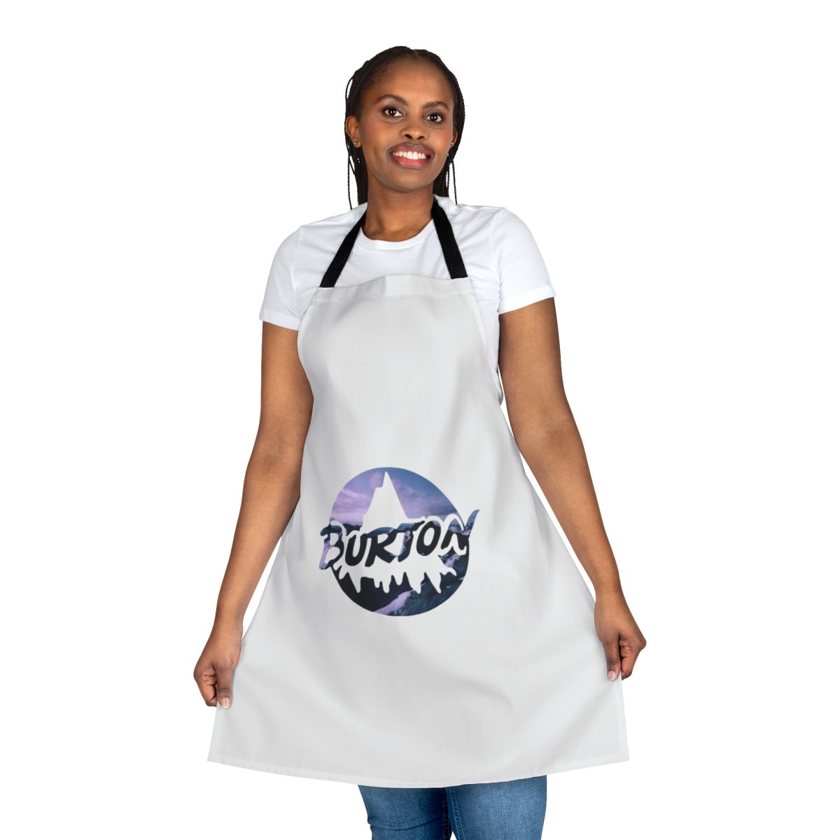 Burton-inspired logo printed on a high-quality apron for snowboarding and surf enthusiasts