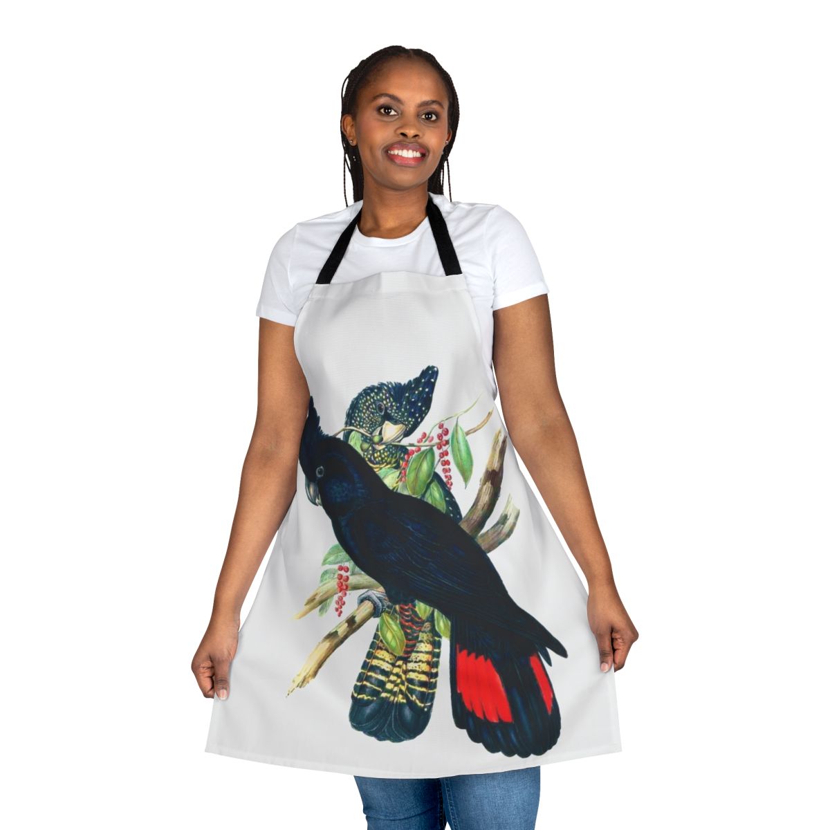 Stunning image of an Australian Banksian Black Cockatoo on an apron