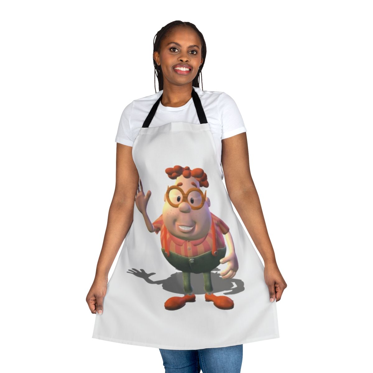Cartoon character inspired kitchen apron featuring Jimmy Neutron's friend Carl Wheezer