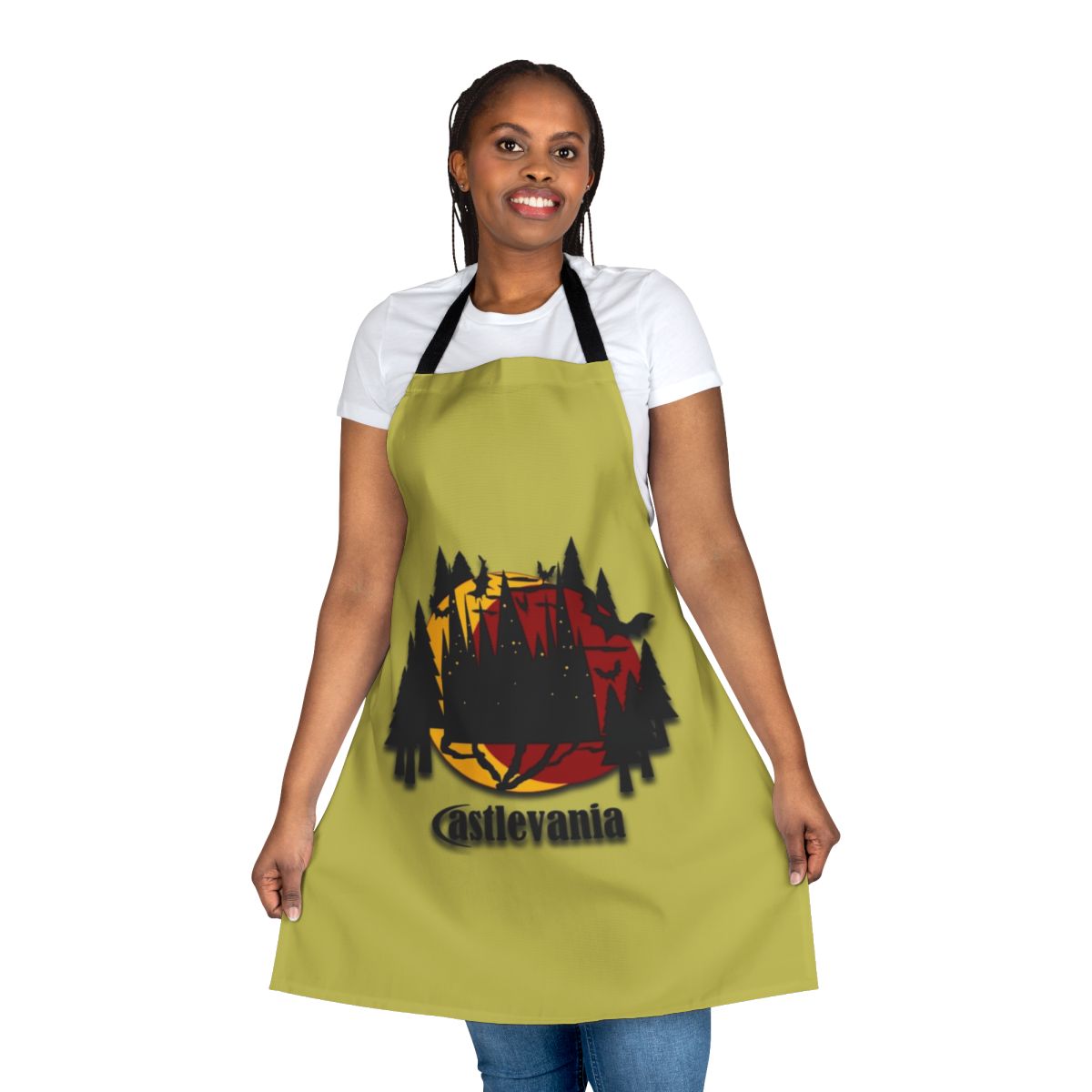 Castlevania-themed apron with character elements and design