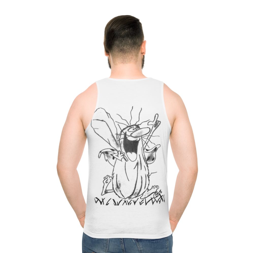 Caveman character printed on a unisex tank top