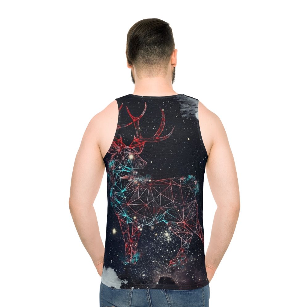 Celestial deer unisex tank top with nature and galaxy graphics