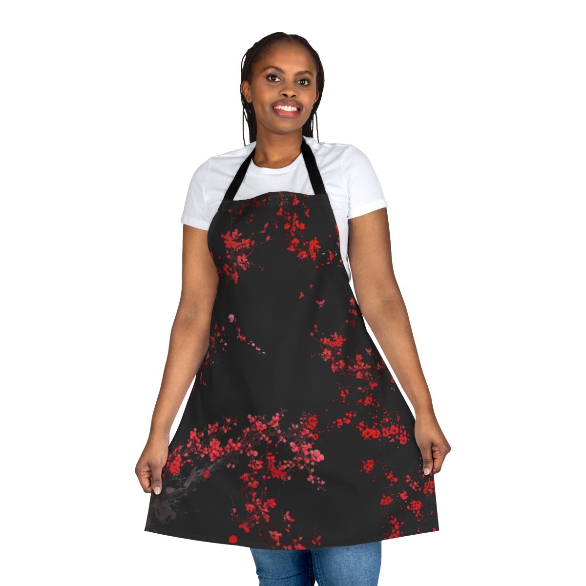 Beautifully designed cherry blossom apron with a kawaii, anime-inspired aesthetic