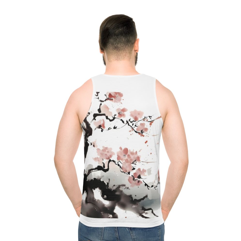 Cherry blossom and Japanese ink unisex tank top