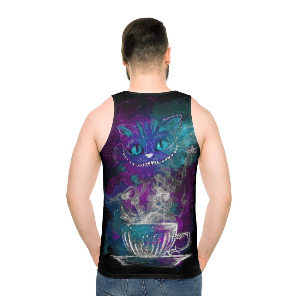 Cheshire cat wonderland tea galaxy print unisex tank top
