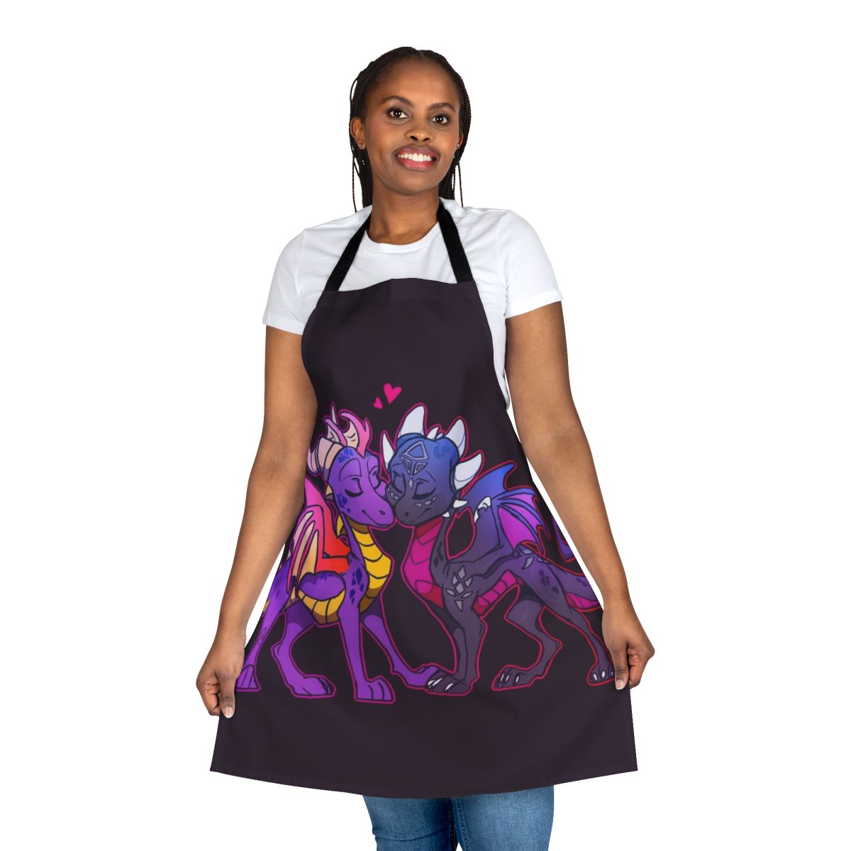 Chibi dragon themed apron with Spyro and Cynder inspired design