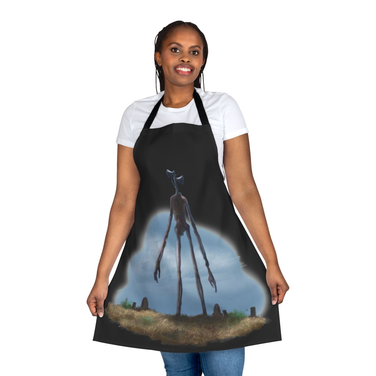 Sirenhead-themed apron with a creepy, spooky design